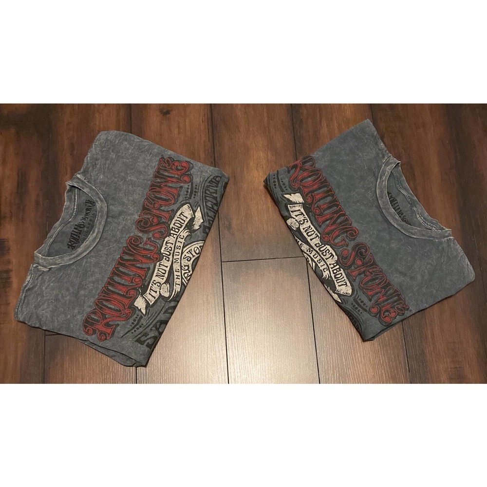 2 Rolling Stone S Small Gray Acid Washed Look T-Shirts Tees Tye Dye Rock N Roll